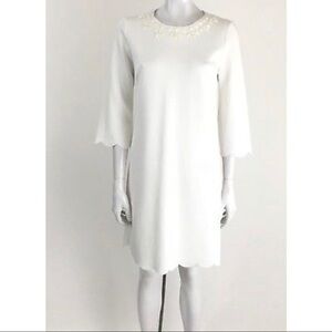 Grace Elements S White Beaded Collar Shift Dress